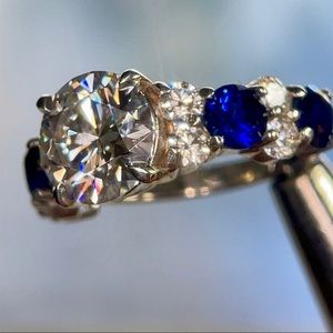 3ct+ Moissanite & Sapphire Ring